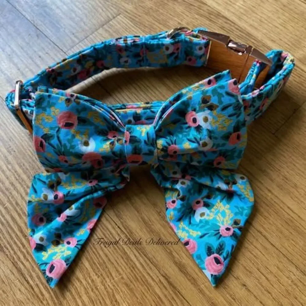 NWOT boutique dog collar bow or bow tie - spring, summer flowers!